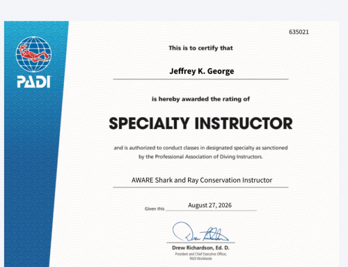 eff George Becomes PADI Specialty Instructor | Jeff’s Diving World