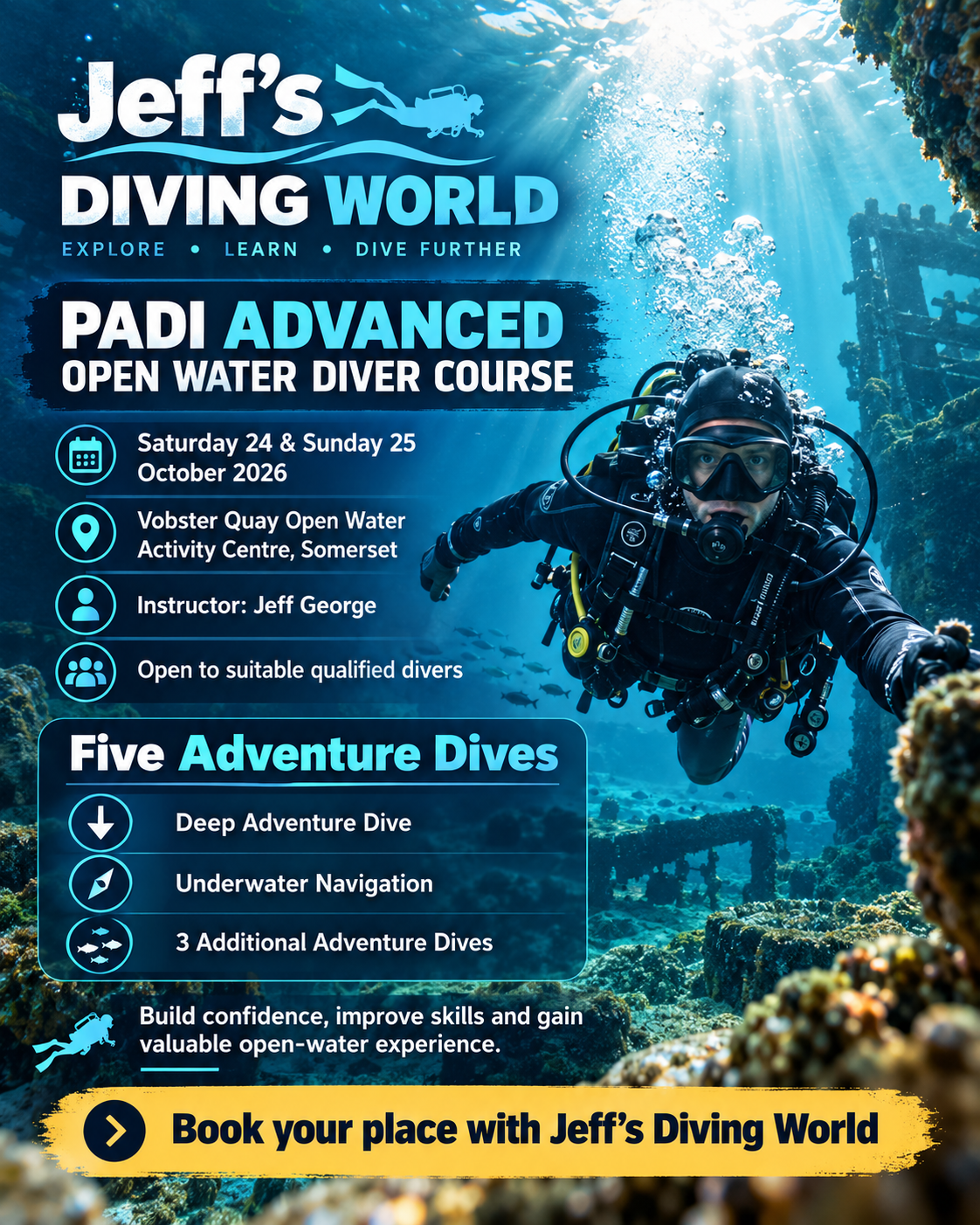 PADI Advanced Diver Course 24th 25th october vobster quay