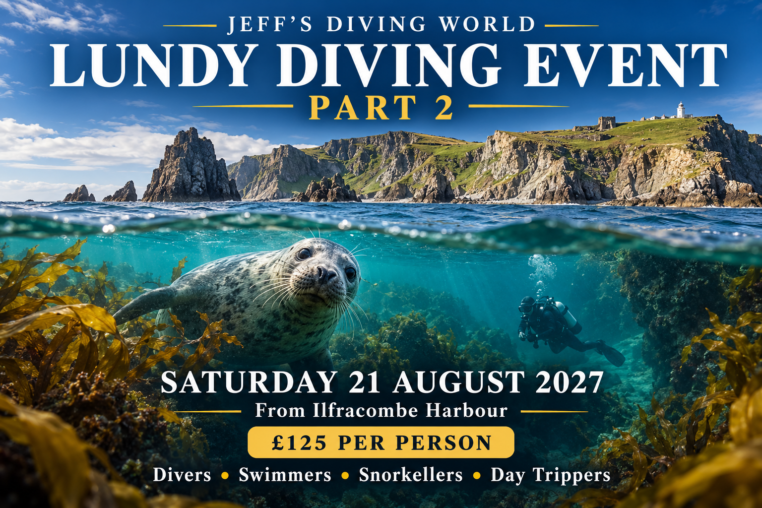 Lundy Island Diving Adventure August 2027 jeffs diiving world padi diving 2027